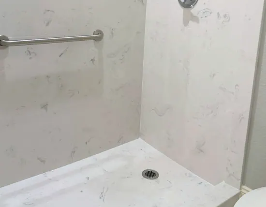 Stone and resin shower-only stall